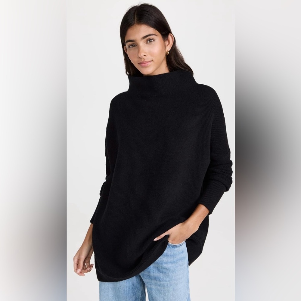 FREE PEOPLE OTTOMAN SLOUCHY TUNIC TOP IN BLACK SIZE SMALL